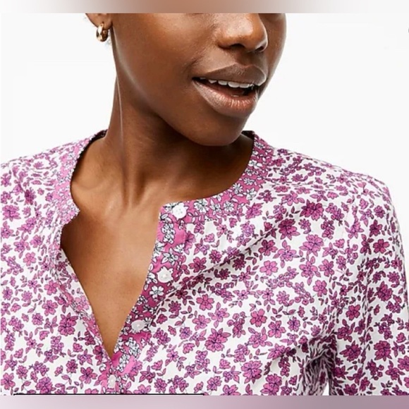 J. Crew 100% Indian Cotton Floral Pin Tuck Ruffle Blouse Womens Medium - Picture 16 of 16